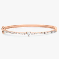 Lady Luck Diamond Heart Bangle Bracelet