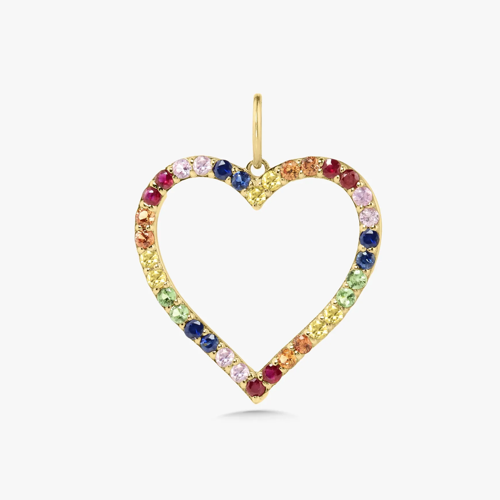 Large Rainbow Open Heart Charm