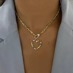Large Rainbow Open Heart Charm
