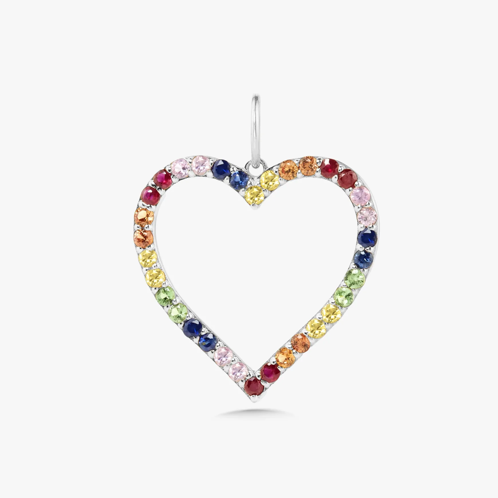 Large Rainbow Open Heart Charm