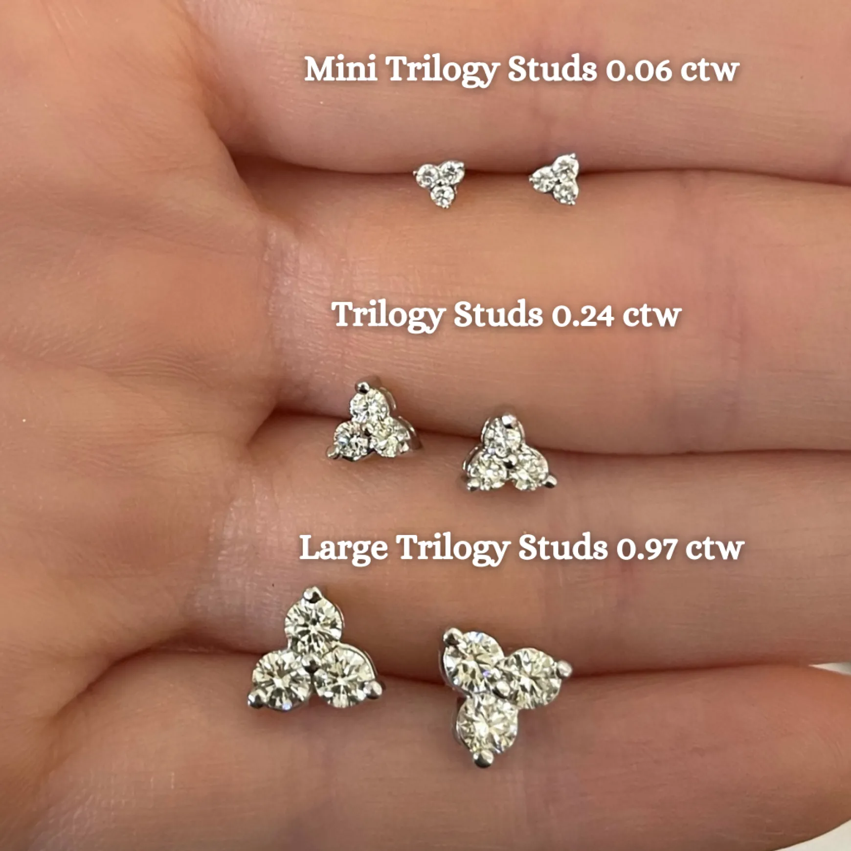 Large Trilogy Cluster Stud Earrings