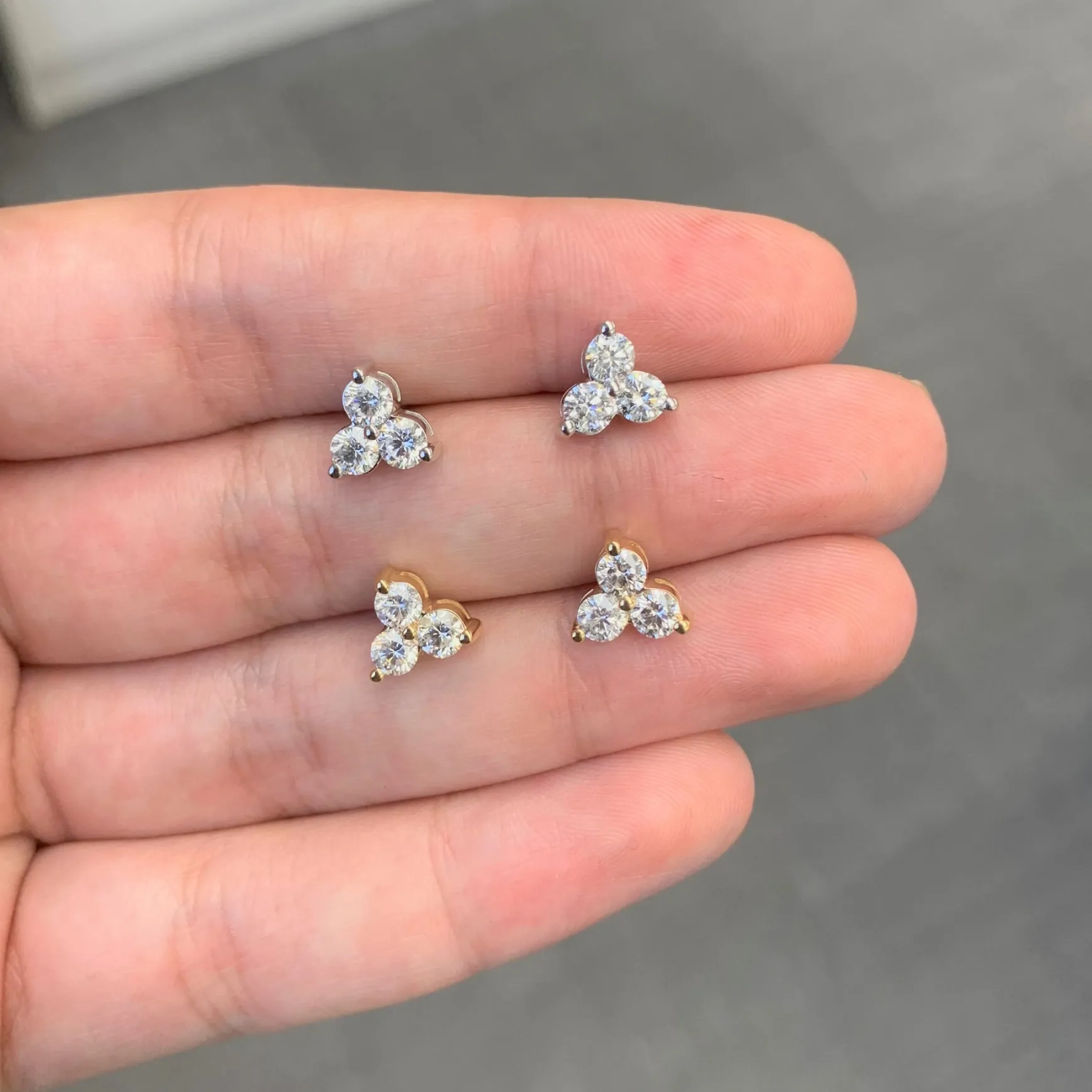 Large Trilogy Cluster Stud Earrings