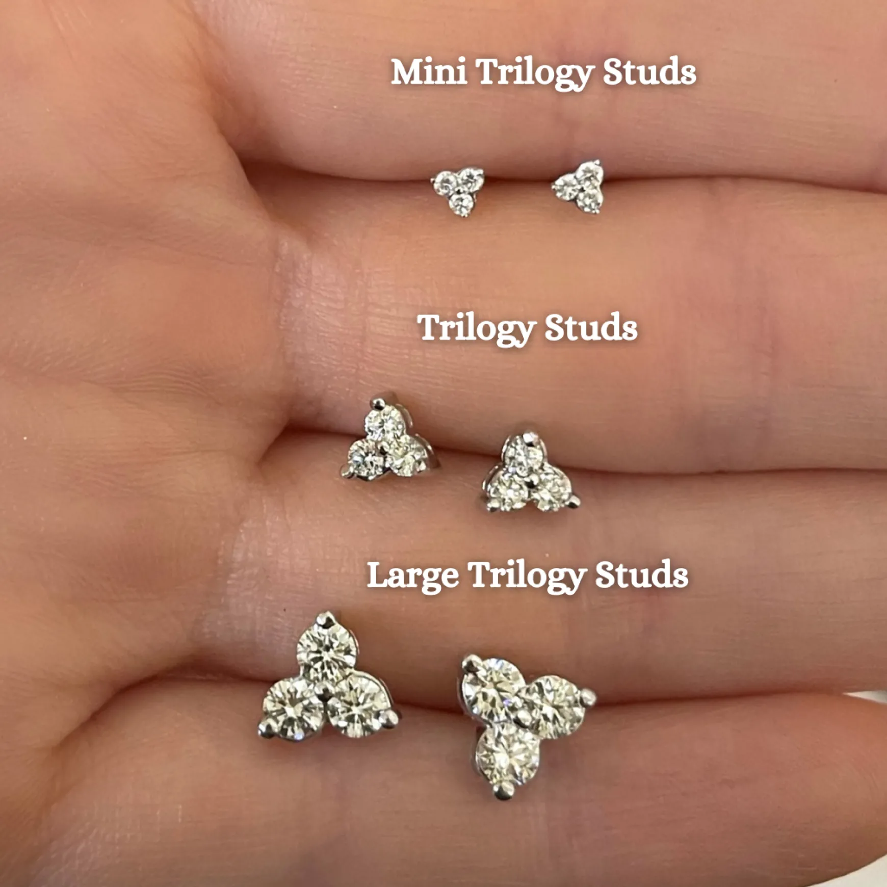 Large Trilogy Cluster Stud Earrings