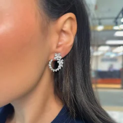 LeFevre Diamond Pear Flower Drop Earrings