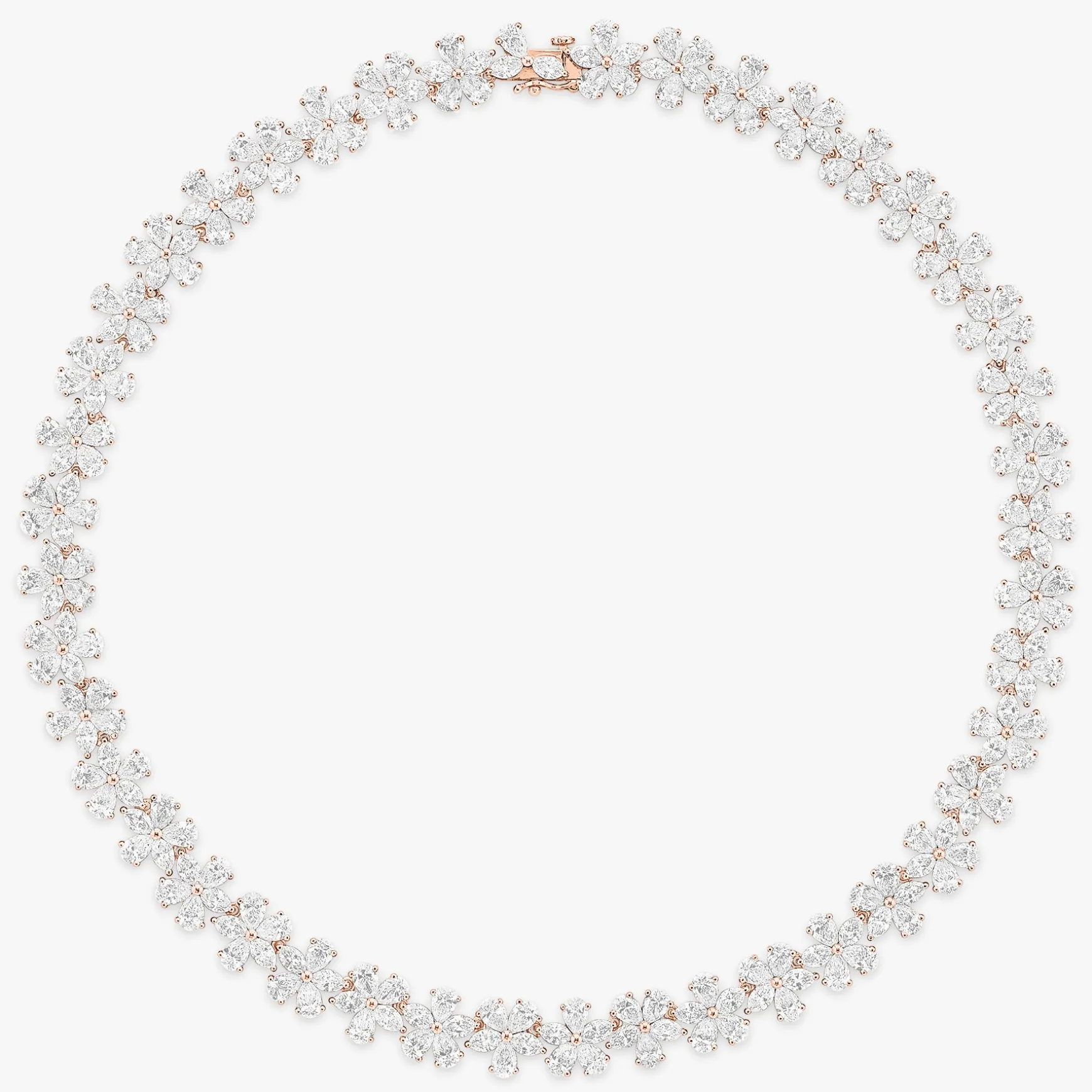 Leonie Dancing Floral Marquise & Pear Diamond Necklace 48 ctw