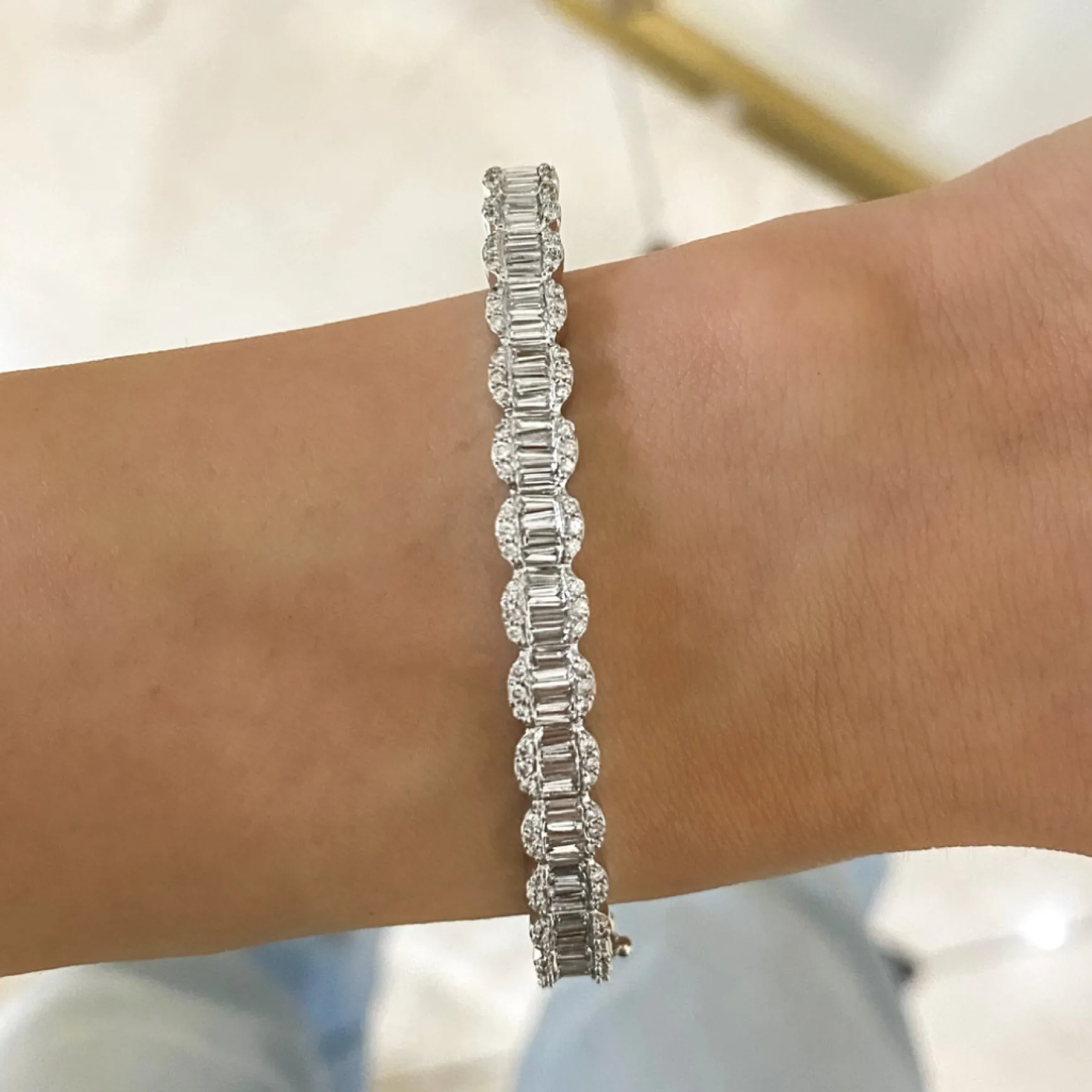 Lilium Tapered Baguette Diamond Bangle 2.10 ctw