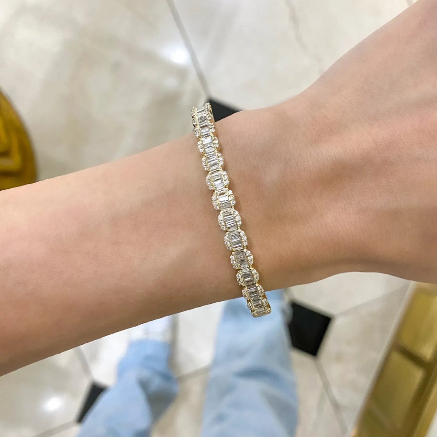 Lilium Tapered Baguette Diamond Bangle 2.10 ctw