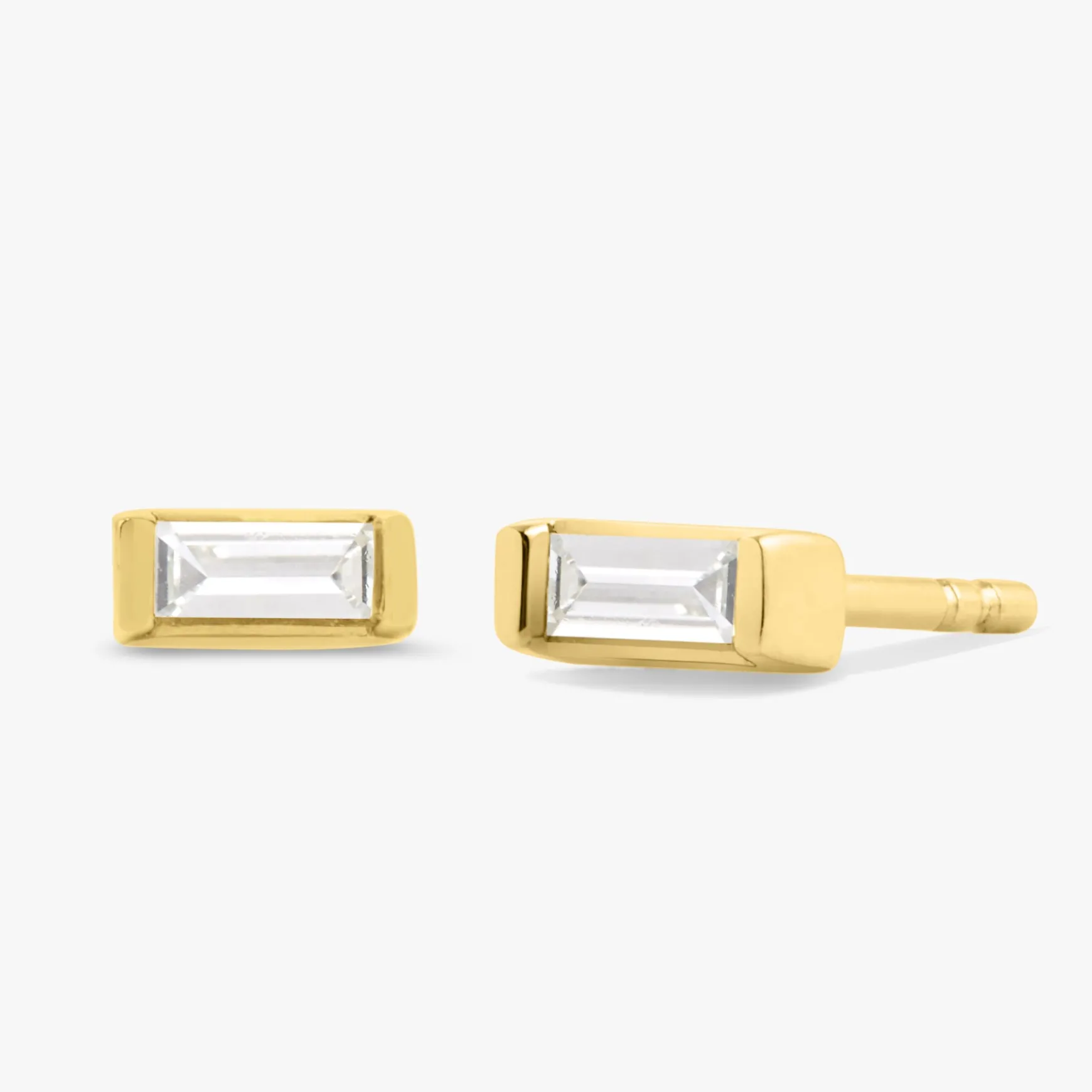 Lina Baguette Bar Diamond Stud Earrings