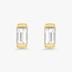 Lina Baguette Bar Diamond Stud Earrings