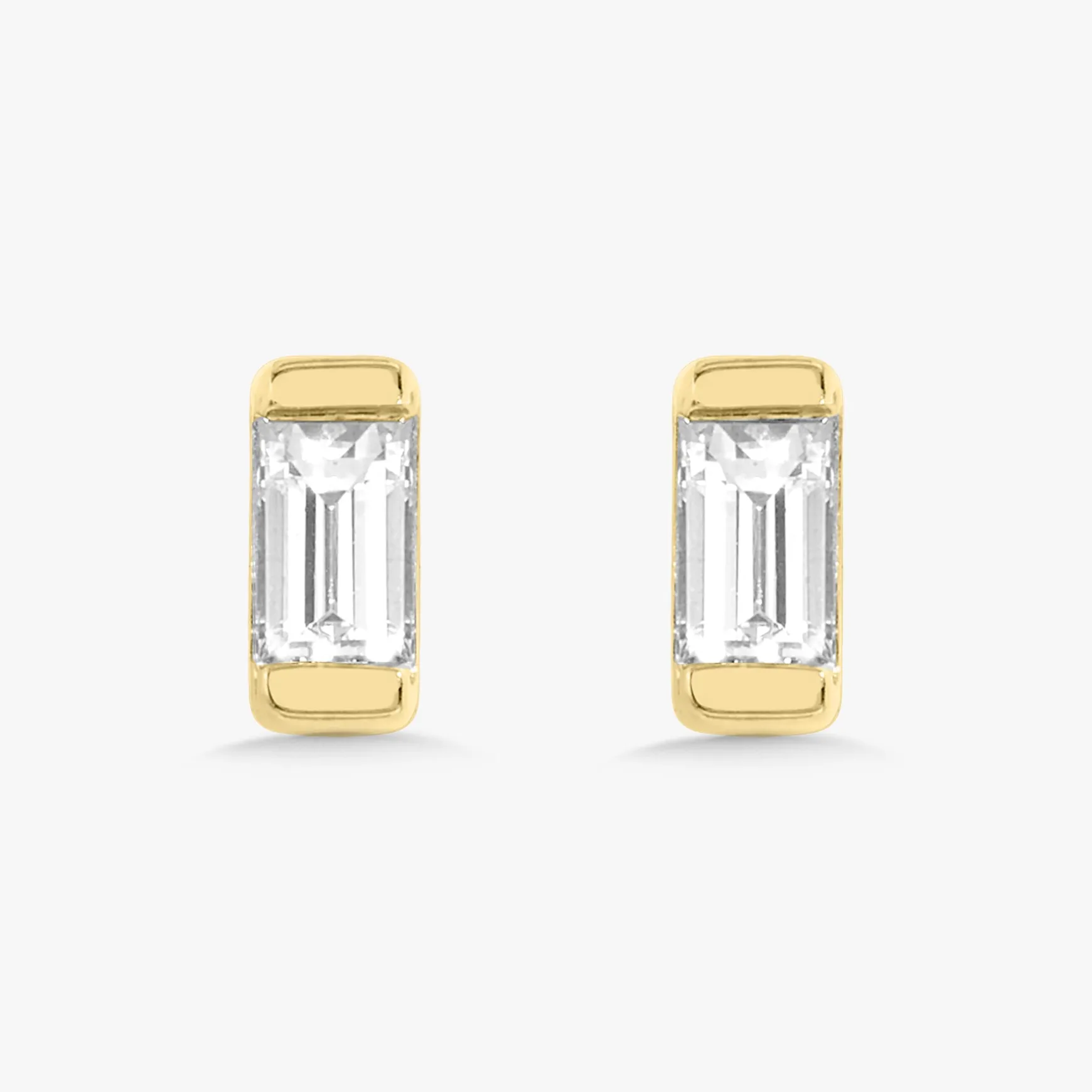 Lina Baguette Bar Diamond Stud Earrings