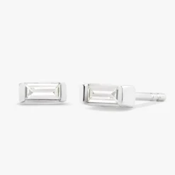 Lina Baguette Bar Diamond Stud Earrings