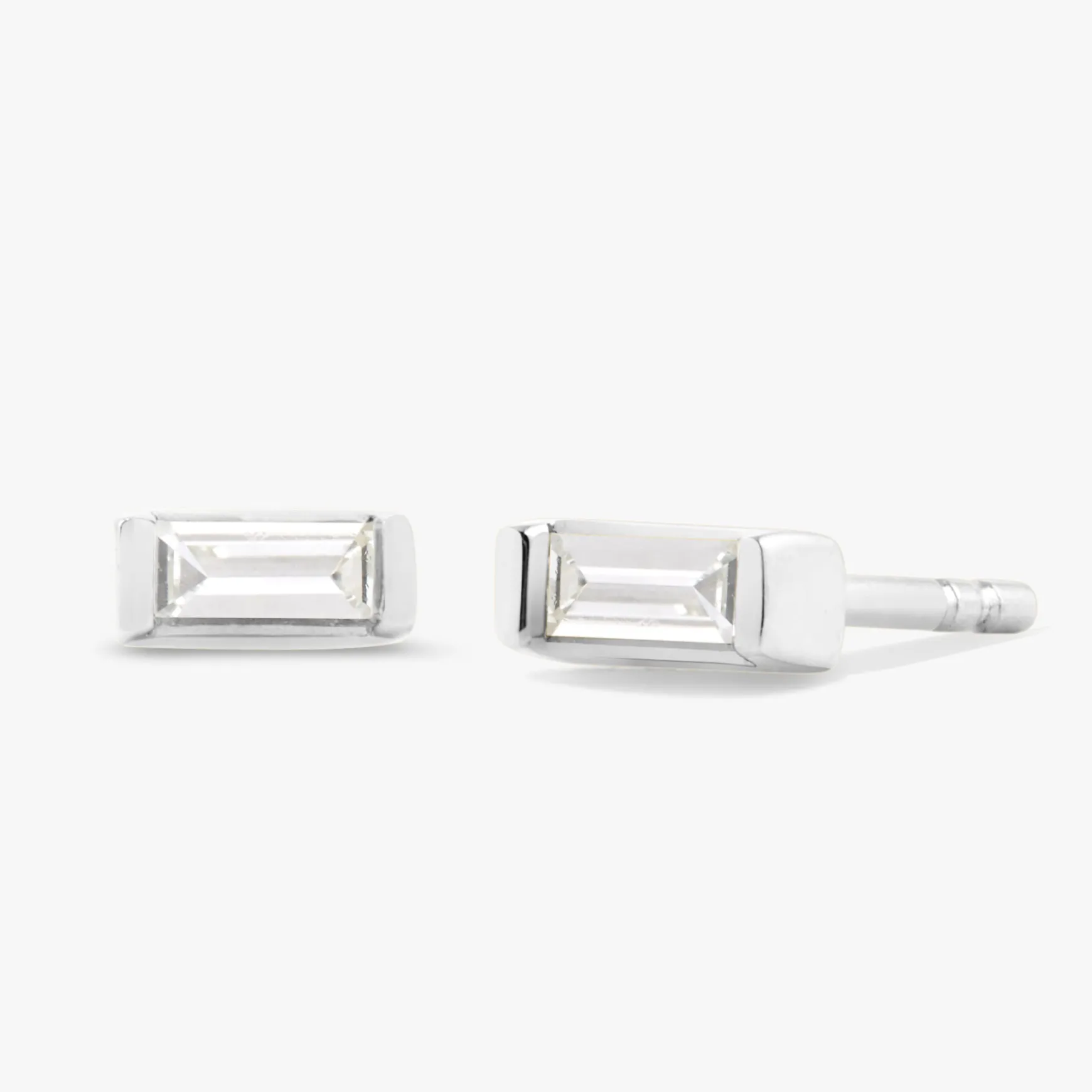 Lina Baguette Bar Diamond Stud Earrings