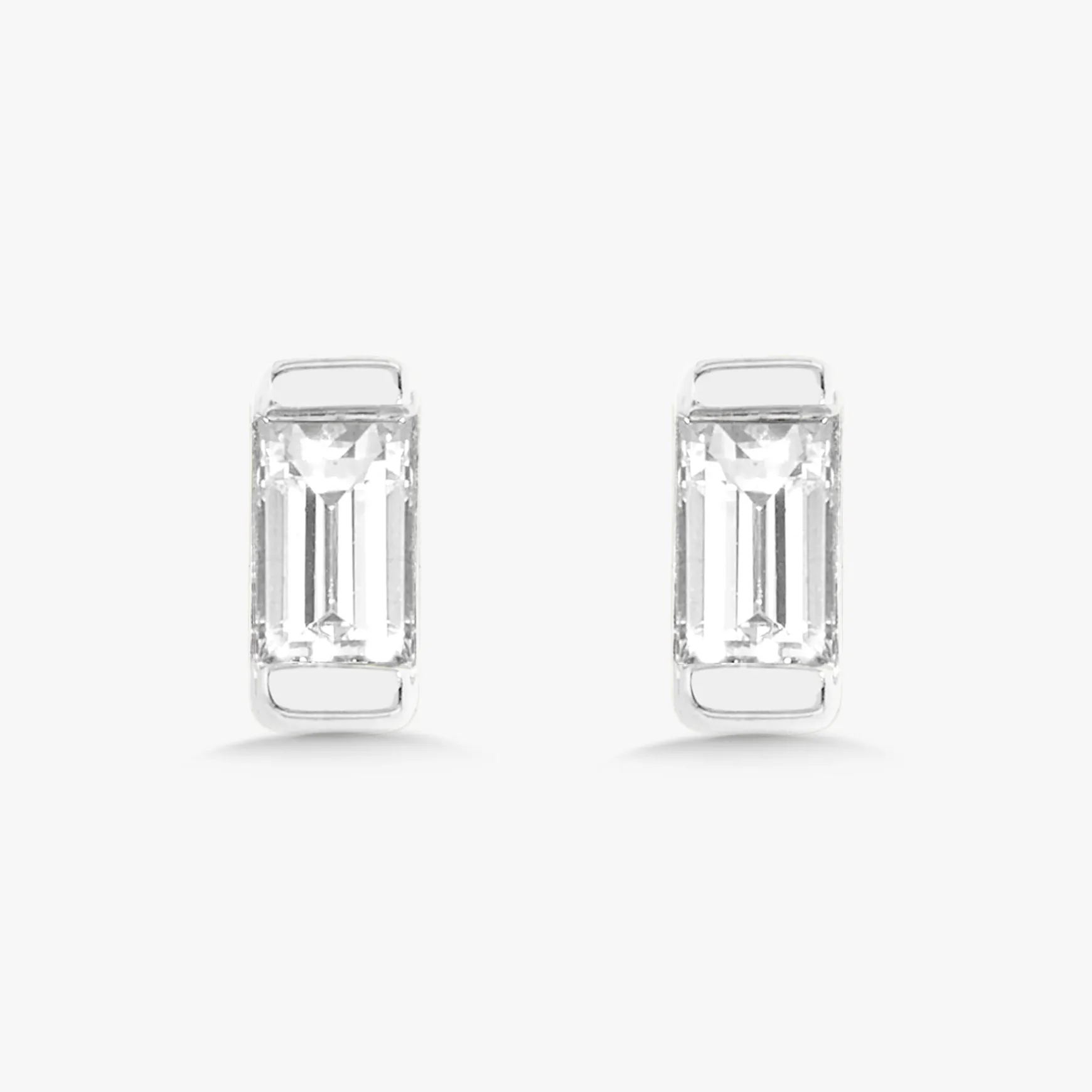 Lina Baguette Bar Diamond Stud Earrings