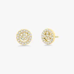 Little Drew Smiley Pave Diamond Stud Earrings