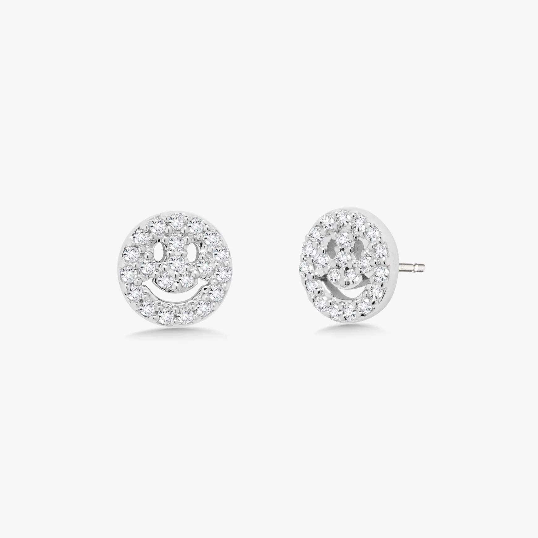 Little Drew Smiley Pave Diamond Stud Earrings