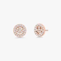 Little Drew Smiley Pave Diamond Stud Earrings