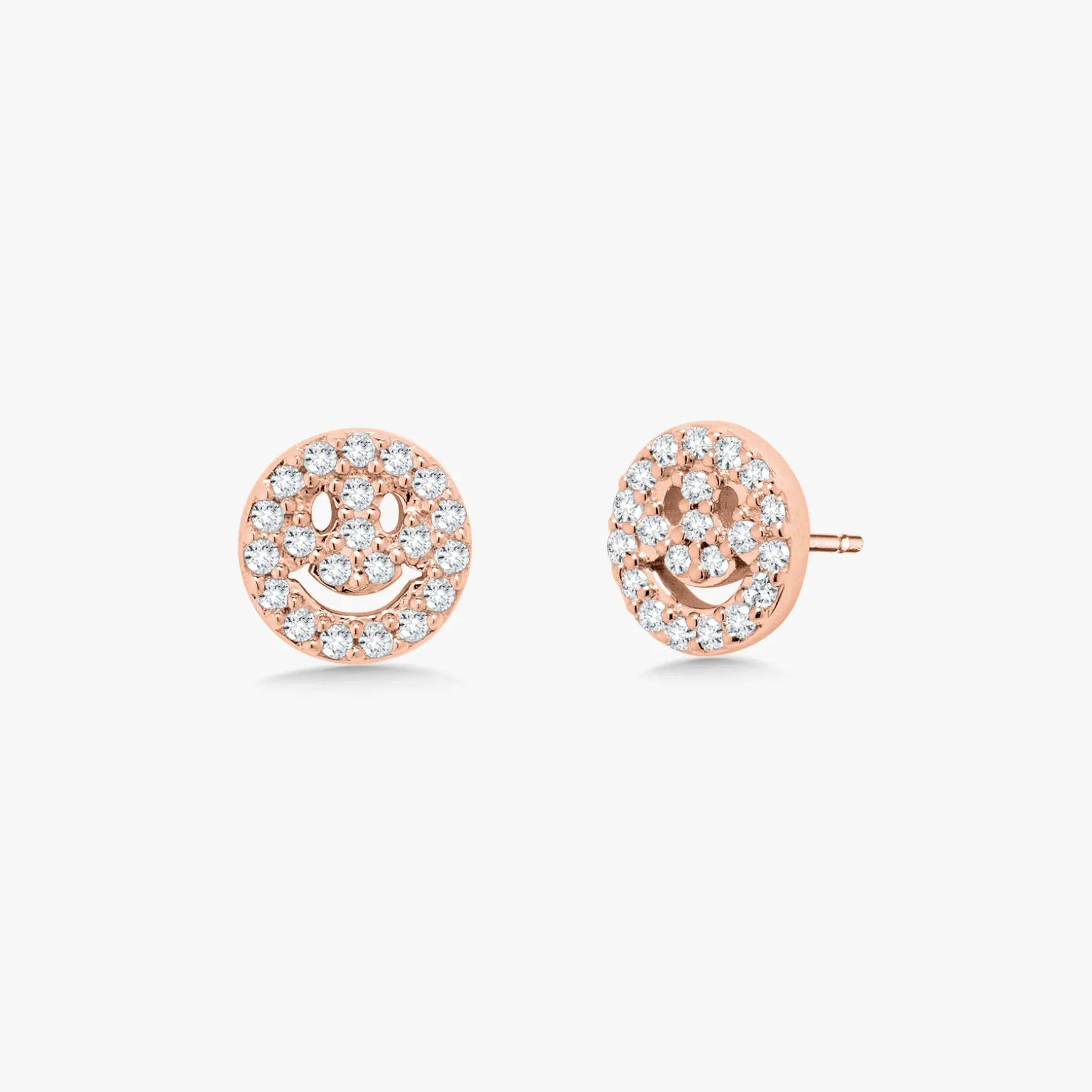 Little Drew Smiley Pave Diamond Stud Earrings