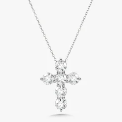 Little Georgie Two Prong Diamond Cross Necklace