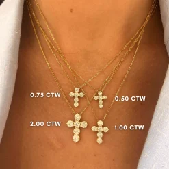 Little Georgie Two Prong Diamond Cross Necklace