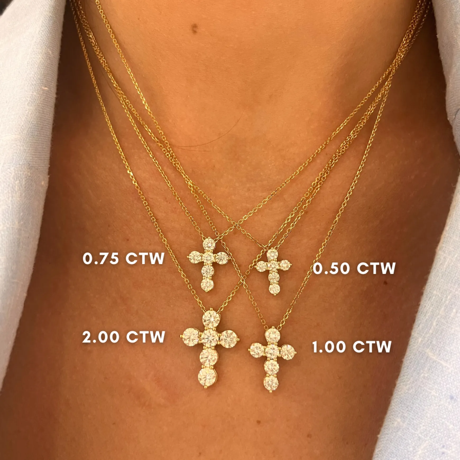 Little Georgie Two Prong Diamond Cross Necklace