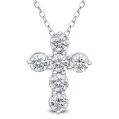 Little Georgie Two Prong Diamond Cross Necklace