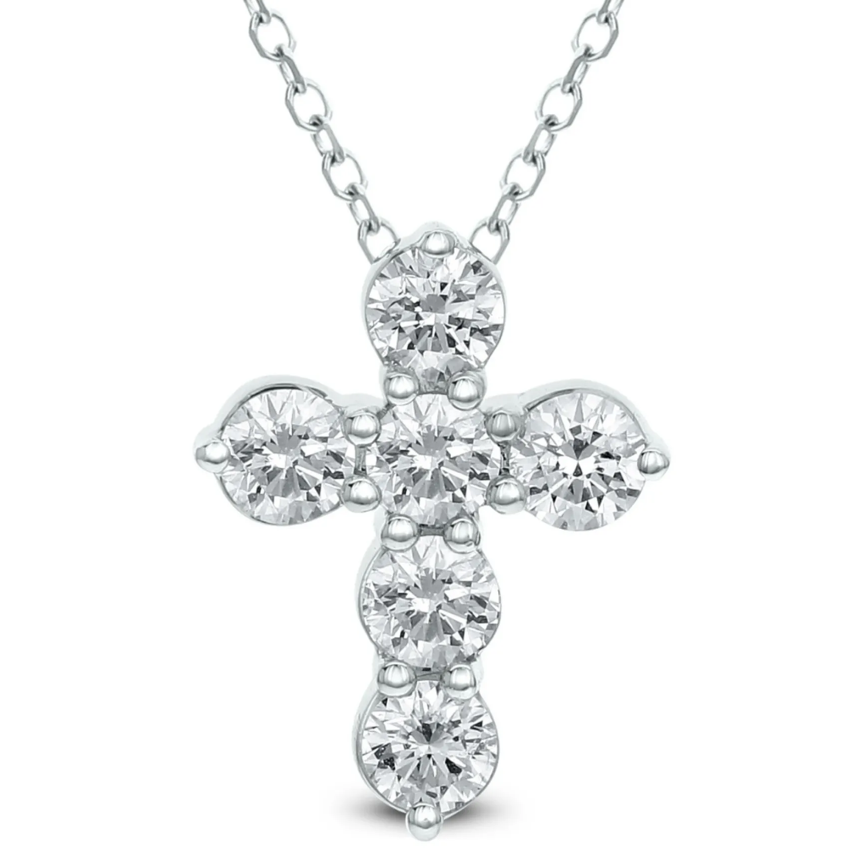 Little Georgie Two Prong Diamond Cross Necklace