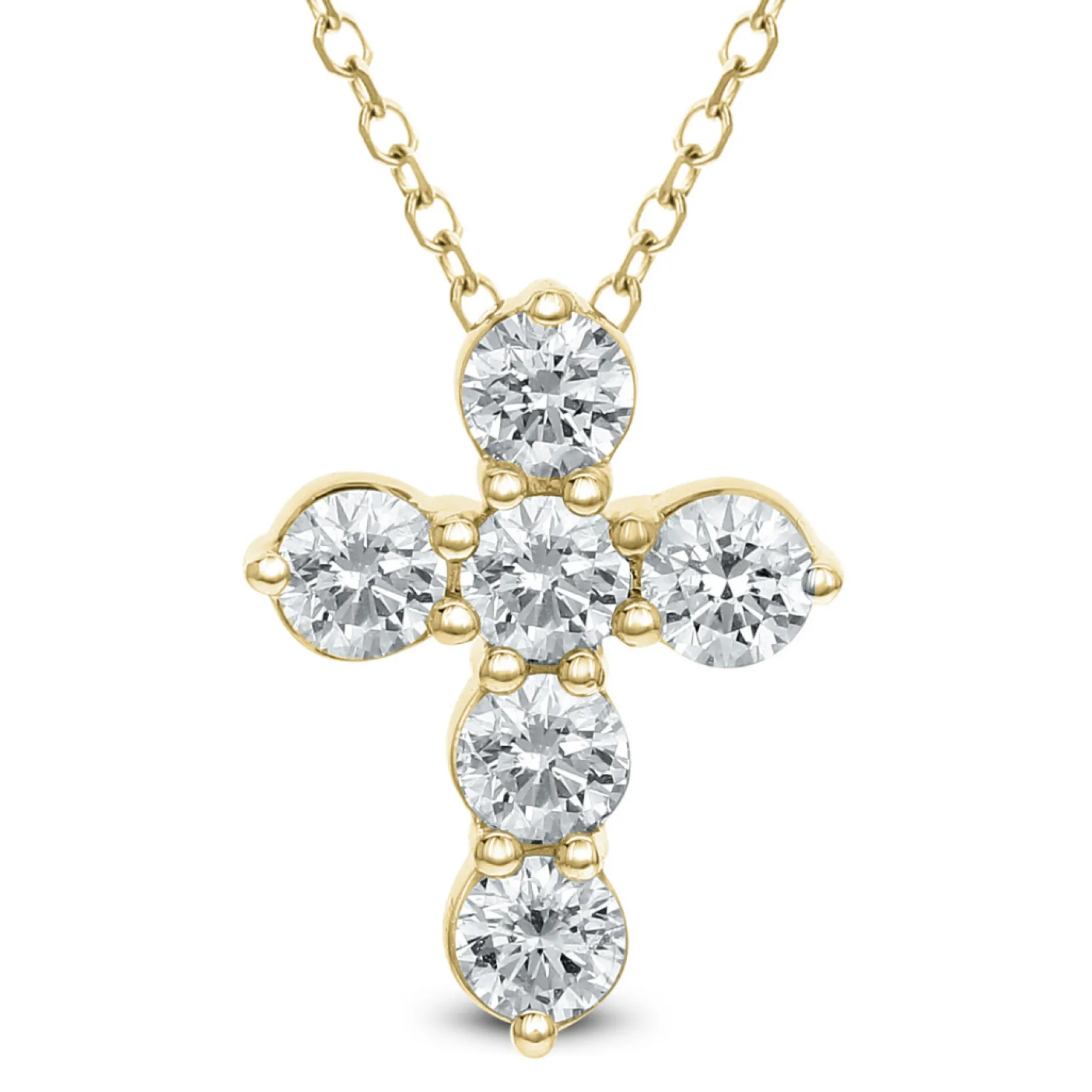 Little Georgie Two Prong Diamond Cross Necklace