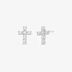Little Grace Dainty Diamond Cross Stud Earrings