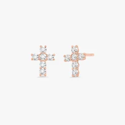 Little Grace Dainty Diamond Cross Stud Earrings