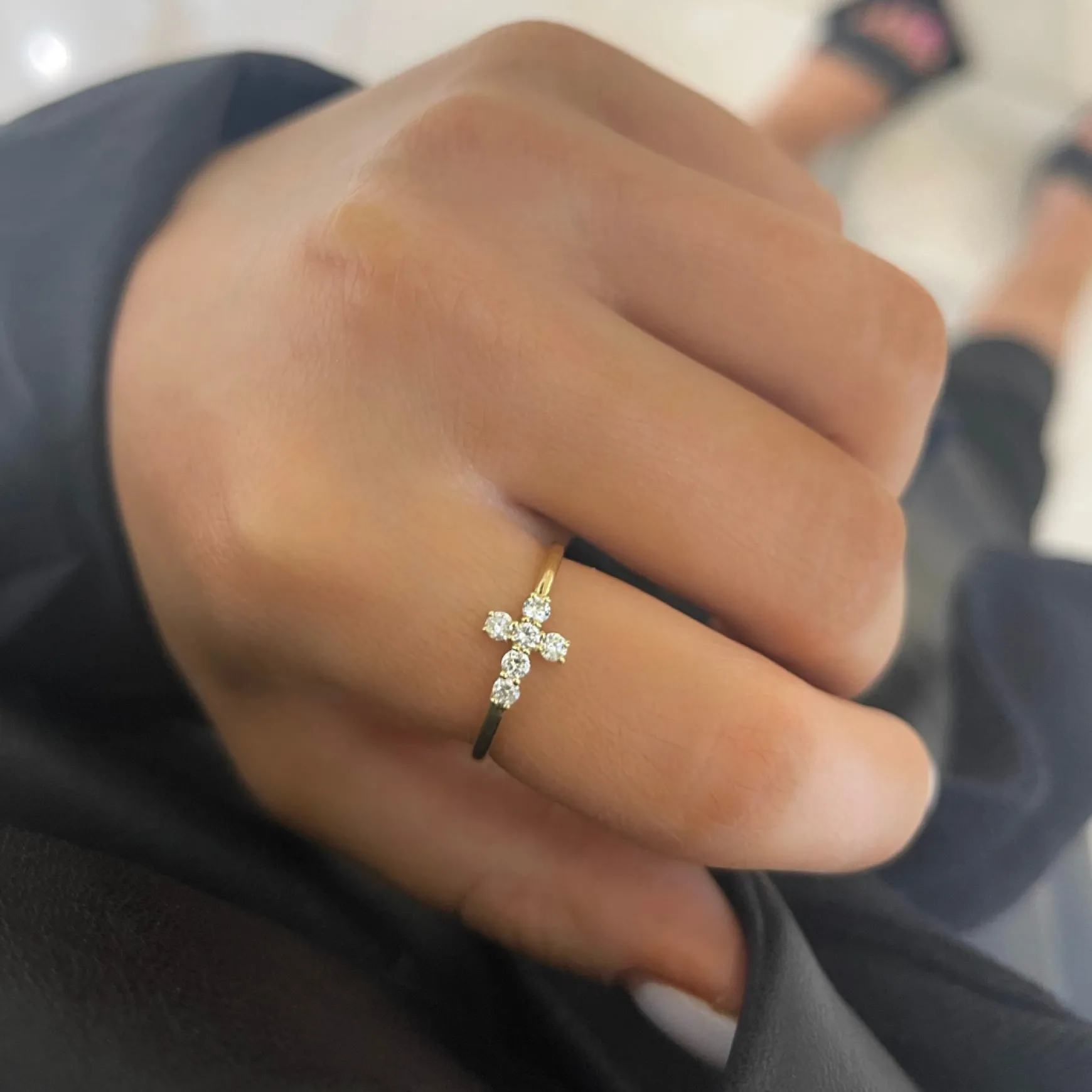 Little Grace Diamond Cross Ring