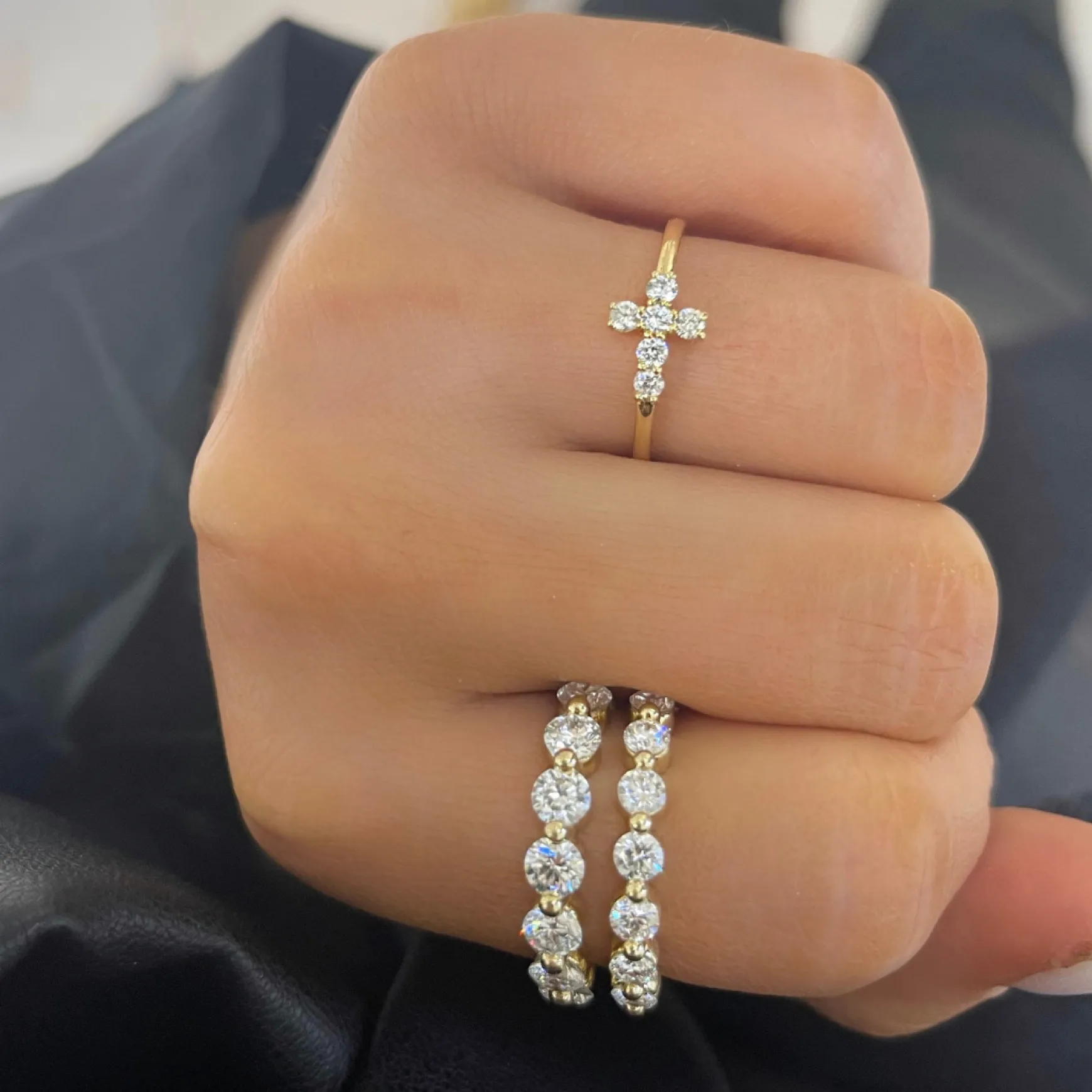 Little Grace Diamond Cross Ring