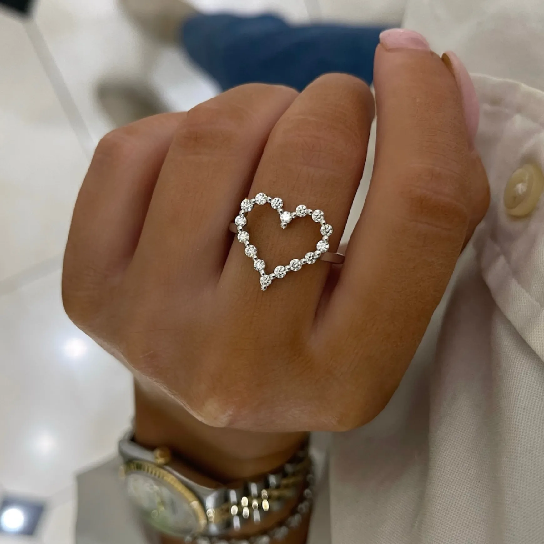 Little Posie Charlie Cloud® Floating Diamond Heart Ring 0.56 ctw