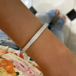 Liv Three Row Diamond Bangle Bracelet 1.85 ctw