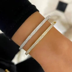 Liv Two Row Diamond Bangle Bracelet 1 ctw