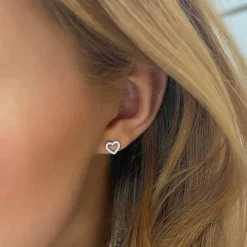 Love Struck Diamond Heart Stud Earrings