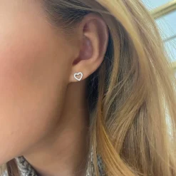 Love Struck Diamond Heart Stud Earrings