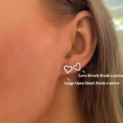 Love Struck Diamond Heart Stud Earrings