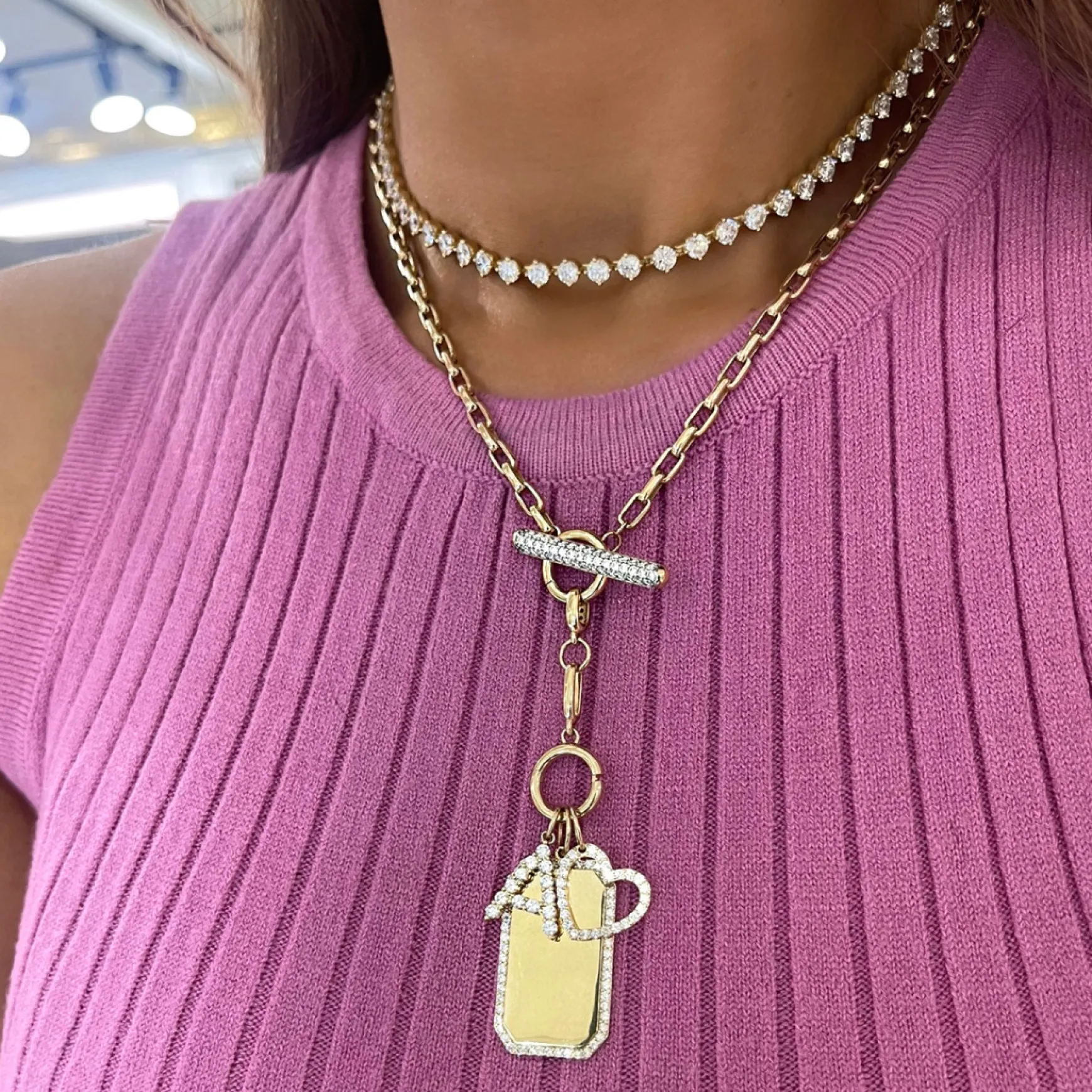Love Struck Diamond Open Heart Charm