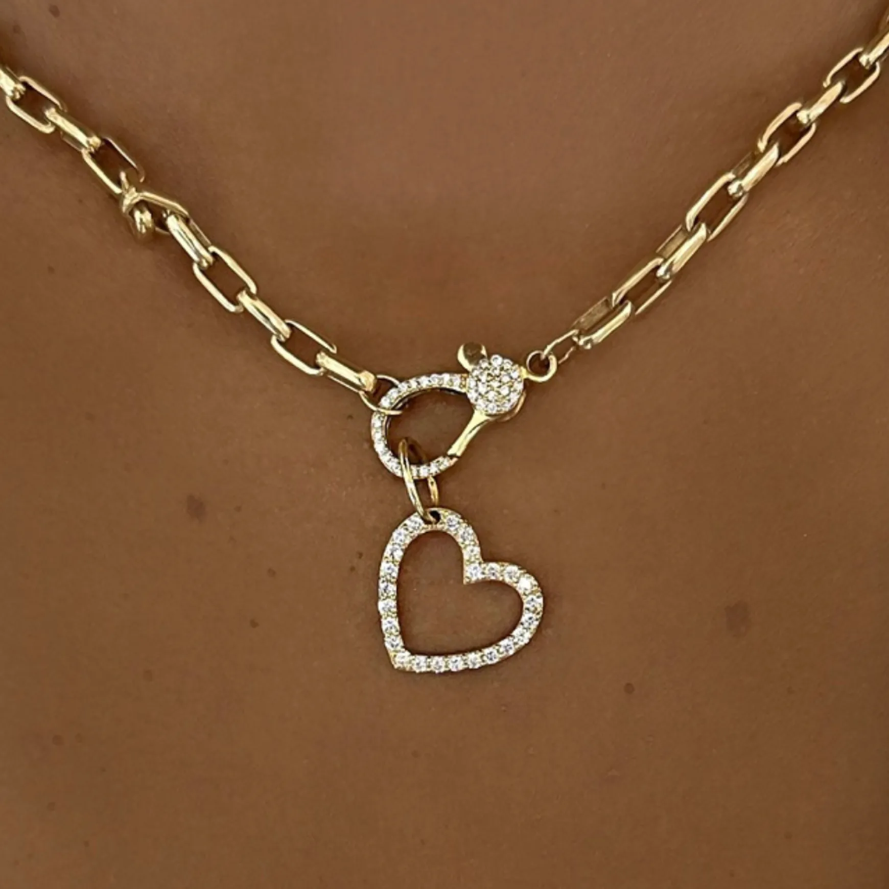 Love Struck Diamond Open Heart Charm