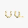 Lucky Charm Dainty Diamond Horseshoe Stud Earrings