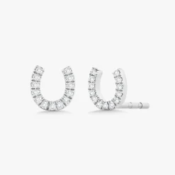 Lucky Charm Dainty Diamond Horseshoe Stud Earrings