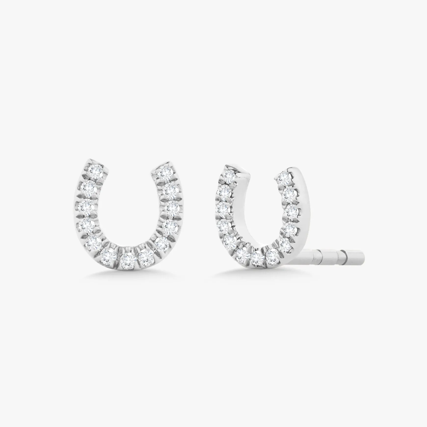 Lucky Charm Dainty Diamond Horseshoe Stud Earrings