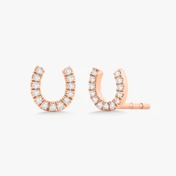 Lucky Charm Dainty Diamond Horseshoe Stud Earrings