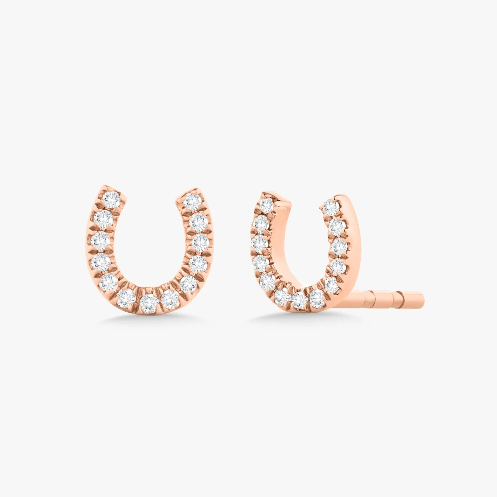 Lucky Charm Dainty Diamond Horseshoe Stud Earrings