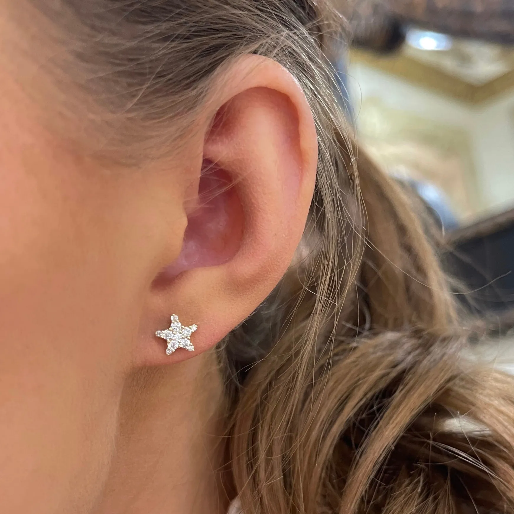 Luna Tiny Diamond Star Stud Earrings