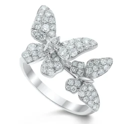 Margeurite Double Butterfly Pave Diamond Ring