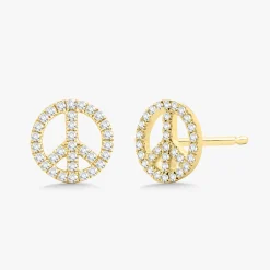 Marley Dainty Diamond Peace Sign Stud Earrings