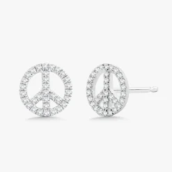 Marley Dainty Diamond Peace Sign Stud Earrings