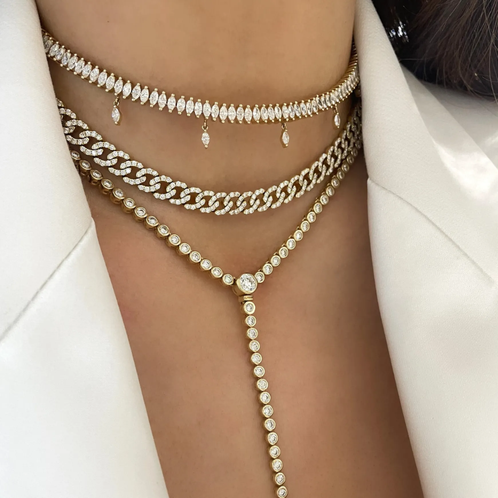 Marquise Dangle Diamond Adjustable Choker Necklace 5.67 ctw