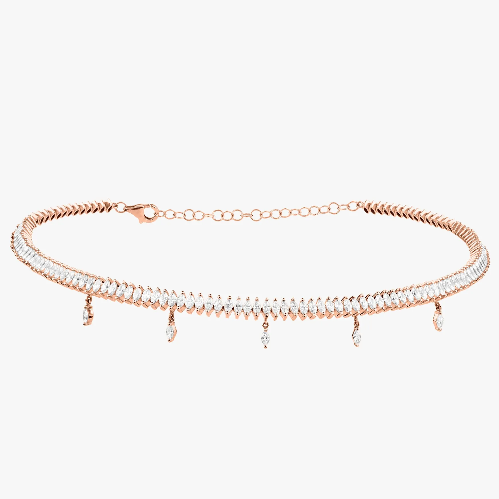Marquise Dangle Diamond Adjustable Choker Necklace 5.67 ctw